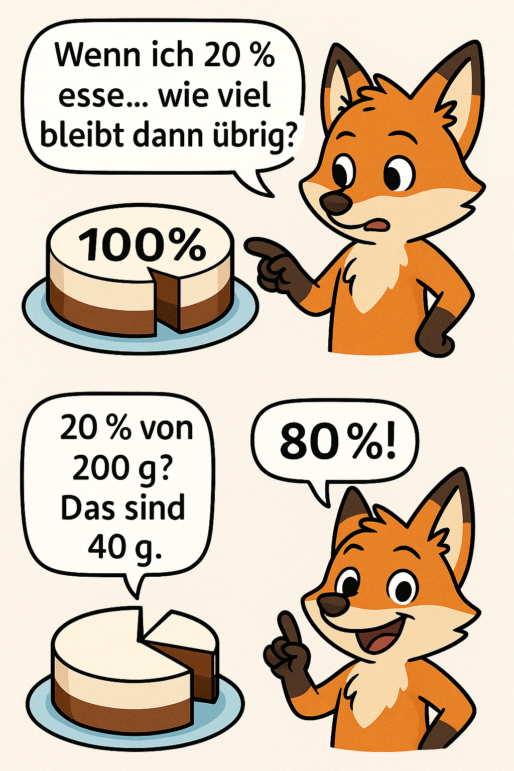 Prozente verstehen mit Kuchen